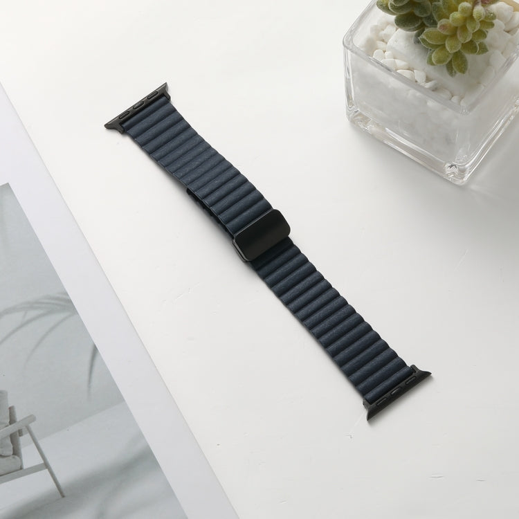 For Apple Watch Series 3 42mm Water Ripple Magnetic Folding Buckle Watch Band, Style: Bold Version(Indigo Blue) - Watch Bands by buy2fix | Online Shopping UK | buy2fix