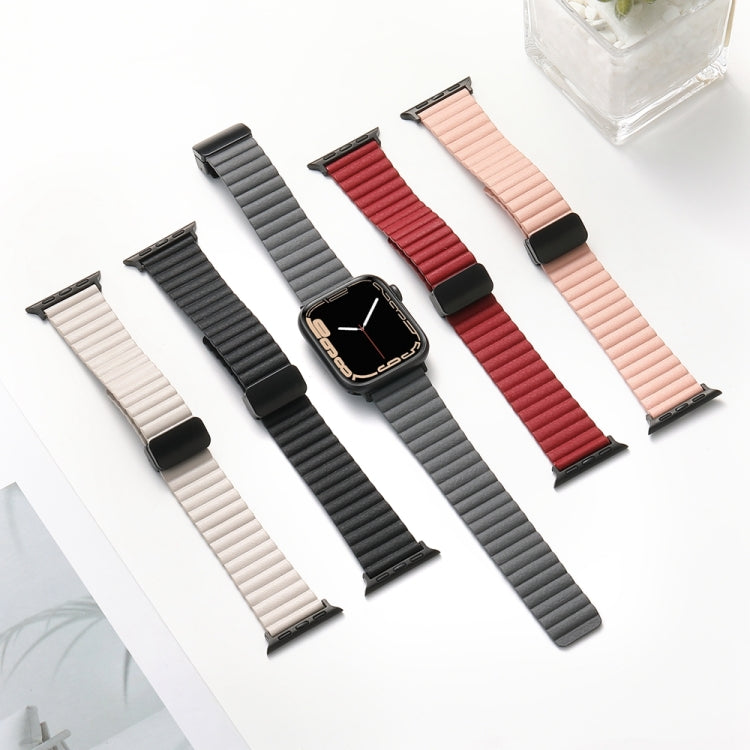 For Apple Watch 42mm Water Ripple Magnetic Folding Buckle Watch Band, Style: Bold Version(Starlight Color) - Watch Bands by buy2fix | Online Shopping UK | buy2fix