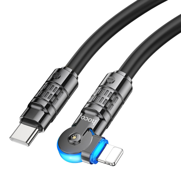 hoco U118 Kaidi PD 27W USB-C/Type-C to 8 Pin Rotating Charging Data Cable, Length: 1.2m(Black) - 2 in 1 Cable by hoco | Online Shopping UK | buy2fix