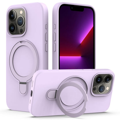 For iPhone 16 Pro Max Liquid Silicone MagSafe Magnetic Phone Case with Ring Holder(Lilac Purple) - iPhone 16 Pro Max Cases by buy2fix | Online Shopping UK | buy2fix