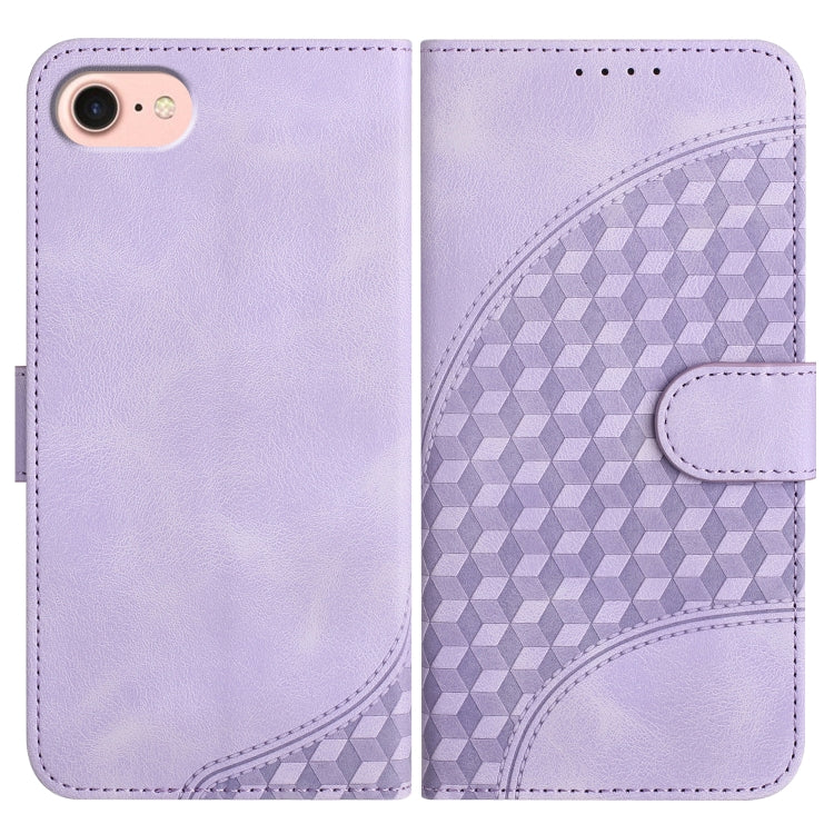 For iPhone SE 2024 YX0060 Elephant Head Embossed Phone Leather Case with Lanyard(Light Purple) - More iPhone Cases by buy2fix | Online Shopping UK | buy2fix