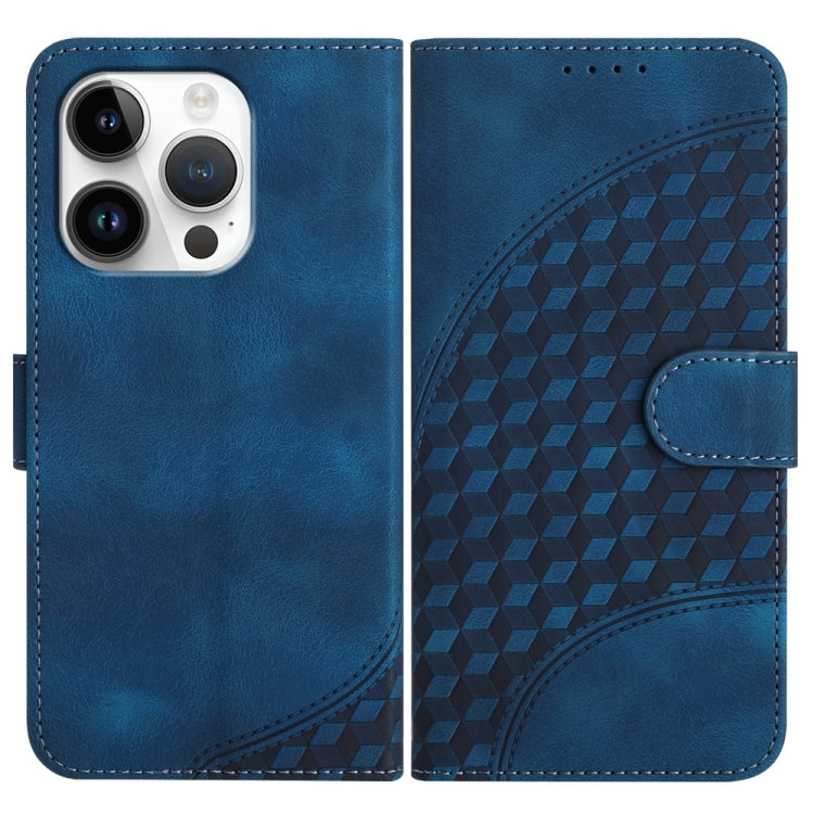 For iPhone 16 Pro YX0060 Elephant Head Embossed Phone Leather Case with Lanyard(Royal Blue) - iPhone 16 Pro Cases by buy2fix | Online Shopping UK | buy2fix