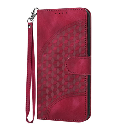 For iPhone 16 Plus YX0060 Elephant Head Embossed Phone Leather Case with Lanyard(Rose Red) - iPhone 16 Plus Cases by buy2fix | Online Shopping UK | buy2fix