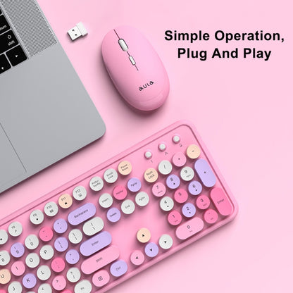 AULA AC306 104 Keys Retro Wireless Keyboard + Mouse Combo Set(Coffee Black) - Wireless Keyboard by AULA | Online Shopping UK | buy2fix