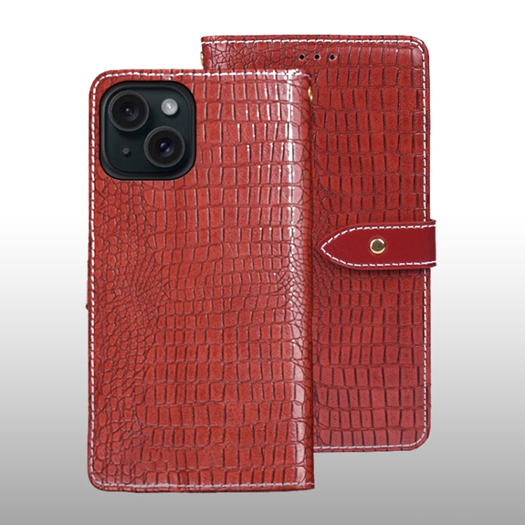 For iPhone 15 Pro Max idewei Crocodile Texture Leather Phone Case(Red) - iPhone 15 Pro Max Cases by idewei | Online Shopping UK | buy2fix