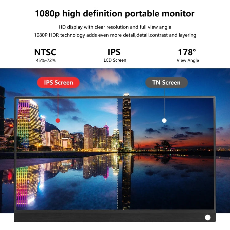 15.6 inch HDR 1080P IPS Screen Portable Monitor(No Charger) - LCD Monitors by buy2fix | Online Shopping UK | buy2fix