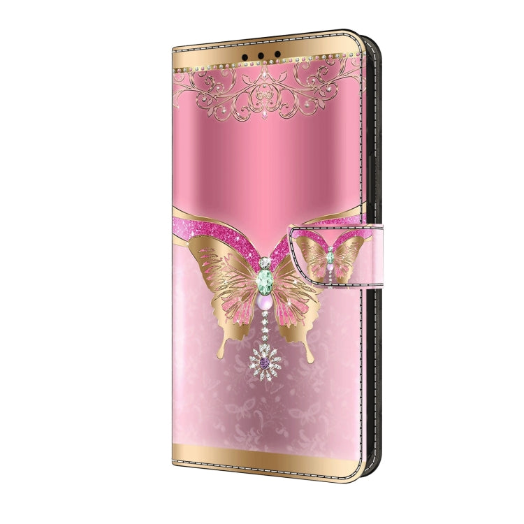 For Honor Magic6 Lite Crystal 3D Shockproof Protective Leather Phone Case(Pink Bottom Butterfly) - Honor Cases by buy2fix | Online Shopping UK | buy2fix