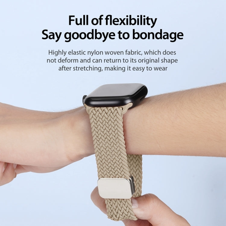 For Apple Watch Series 10 42mm DUX DUCIS Mixture Pro Series Magnetic Buckle Nylon Braid Watch Band(Beige) - Watch Bands by DUX DUCIS | Online Shopping UK | buy2fix