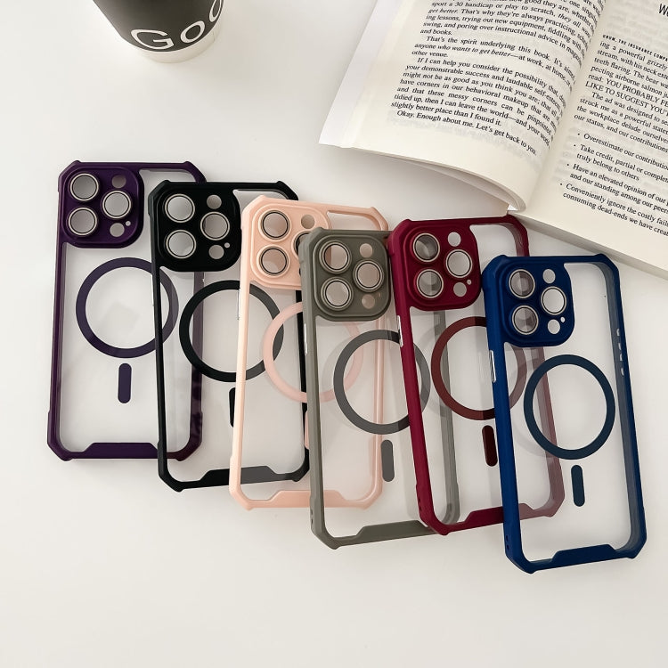For iPhone 14 Colorful Two-Color Lens Film MagSafe Magnetic Horn Acrylic+TPU Case(Blue) - iPhone 14 Cases by buy2fix | Online Shopping UK | buy2fix