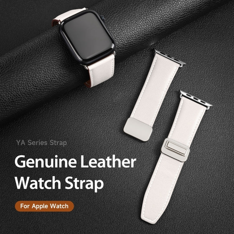 For Apple Watch Ultra 2 49mm DUX DUCIS YA Series Magnetic Buckle Genuine Leather Watch Band(White) - Watch Bands by DUX DUCIS | Online Shopping UK | buy2fix