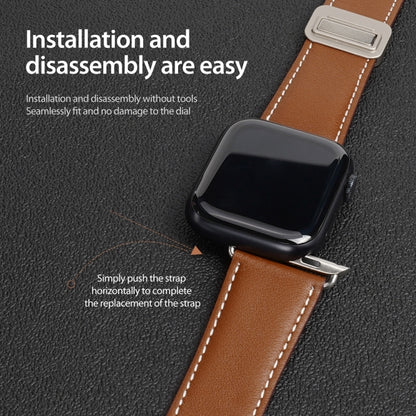 For Apple Watch Ultra 49mm DUX DUCIS YA Series Magnetic Buckle Genuine Leather Watch Band(Brown) - Watch Bands by DUX DUCIS | Online Shopping UK | buy2fix