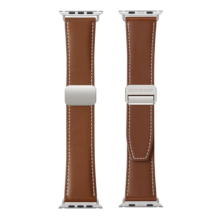 For Apple Watch Series 5 44mm DUX DUCIS YA Series Magnetic Buckle Genuine Leather Watch Band(Brown) - Watch Bands by DUX DUCIS | Online Shopping UK | buy2fix