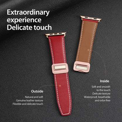 For Apple Watch Series 5 40mm DUX DUCIS YA Series Magnetic Buckle Genuine Leather Watch Band(Red) - Watch Bands by DUX DUCIS | Online Shopping UK | buy2fix