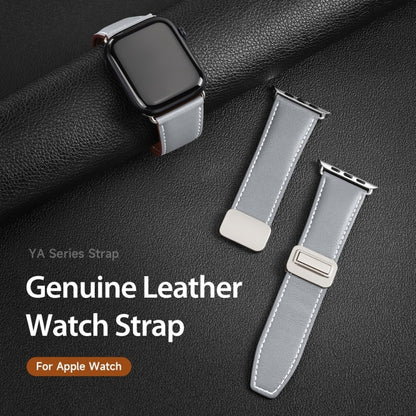 For Apple Watch Series 3 42mm DUX DUCIS YA Series Magnetic Buckle Genuine Leather Watch Band(Grey) - Watch Bands by DUX DUCIS | Online Shopping UK | buy2fix