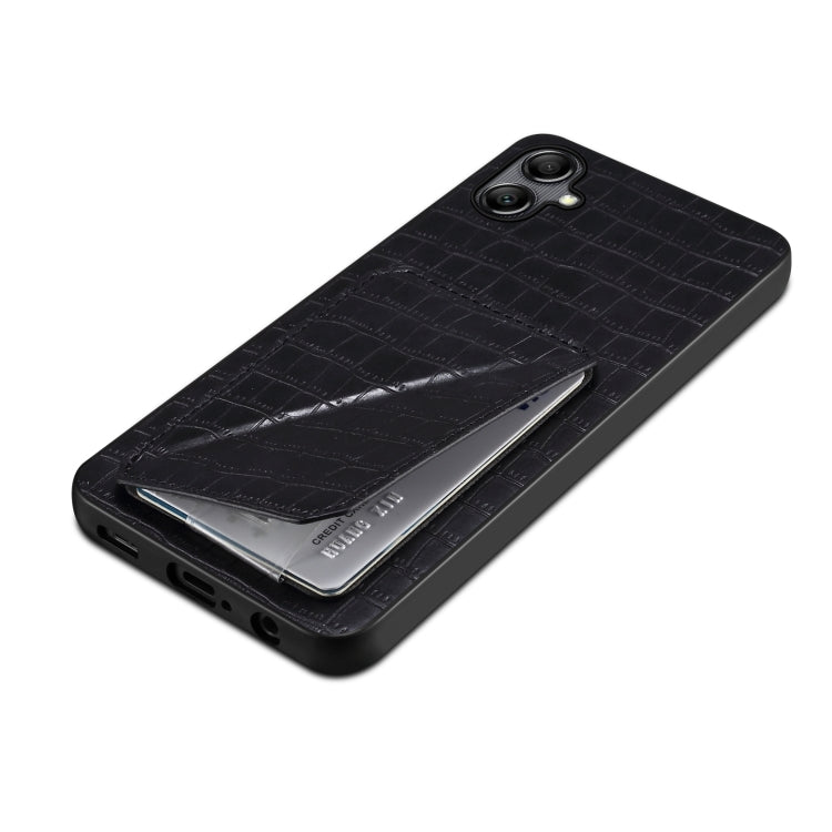 For Samsung Galaxy A05s Denior Imitation Crocodile Leather Back Phone Case with Holder(Black) - Galaxy Phone Cases by Denior | Online Shopping UK | buy2fix