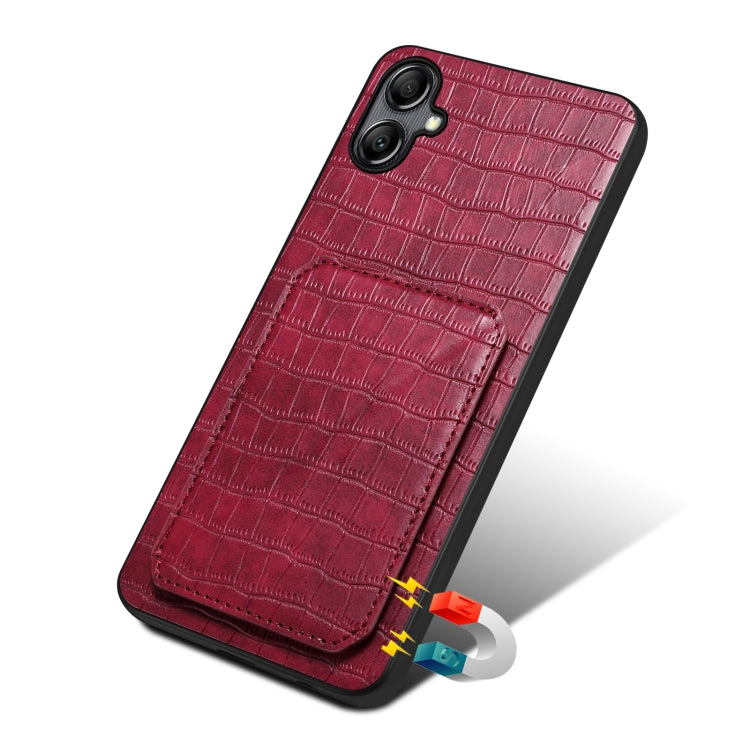 For Samsung Galaxy A14 4G/5G Denior Imitation Crocodile Leather Back Phone Case with Holder(Rose Red) - Galaxy Phone Cases by Denior | Online Shopping UK | buy2fix