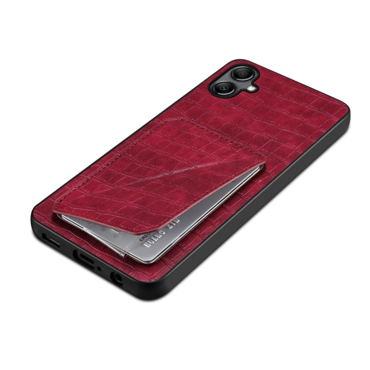 For Samsung Galaxy A52 4G / 5G Denior Imitation Crocodile Leather Back Phone Case with Holder(Rose Red) - Galaxy Phone Cases by Denior | Online Shopping UK | buy2fix