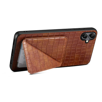 For Samsung Galaxy A54 5G Denior Imitation Crocodile Leather Back Phone Case with Holder(Brown) - Galaxy Phone Cases by Denior | Online Shopping UK | buy2fix