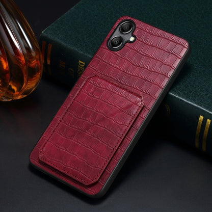 For Samsung Galaxy A70 Denior Imitation Crocodile Leather Back Phone Case with Holder(Rose Red) - Galaxy Phone Cases by Denior | Online Shopping UK | buy2fix