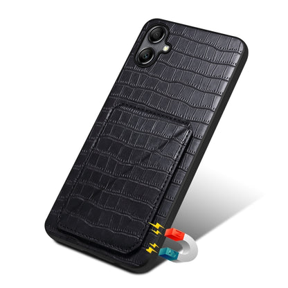 For Samsung Galaxy S21 FE 5G Denior Imitation Crocodile Leather Back Phone Case with Holder(Black) - Galaxy Phone Cases by Denior | Online Shopping UK | buy2fix