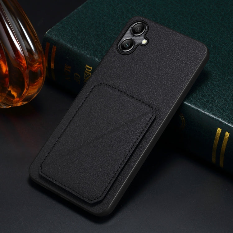 For Samsung Galaxy A34 5G Denior Imitation Calf Leather Back Phone Case with Holder(Black) - Galaxy Phone Cases by Denior | Online Shopping UK | buy2fix