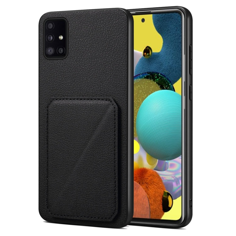 For Samsung Galaxy A51 5G Denior Imitation Calf Leather Back Phone Case with Holder(Black) - Galaxy Phone Cases by Denior | Online Shopping UK | buy2fix