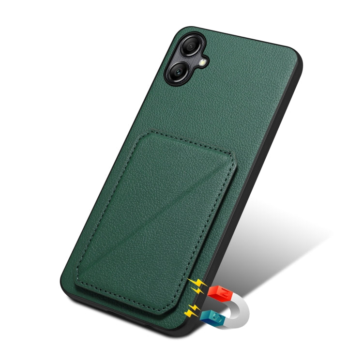 For Samsung Galaxy S21 FE 5G Denior Imitation Calf Leather Back Phone Case with Holder(Green) - Galaxy Phone Cases by Denior | Online Shopping UK | buy2fix