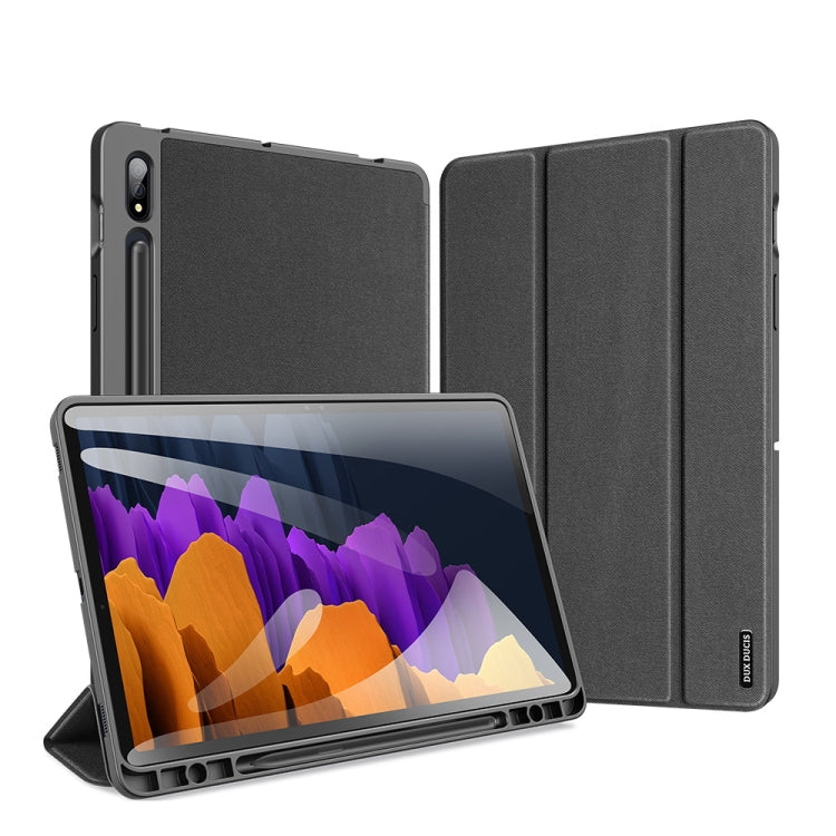 For Samsung Galaxy Tab S7+ 12.4 inch DUX DUCIS Domo Series Horizontal Flip Magnetic PU Leather Case with Three-folding Holder & Sleep / Wake-up Function & Pen Slot(Black) - Other Galaxy Tab PC by DUX DUCIS | Online Shopping UK | buy2fix