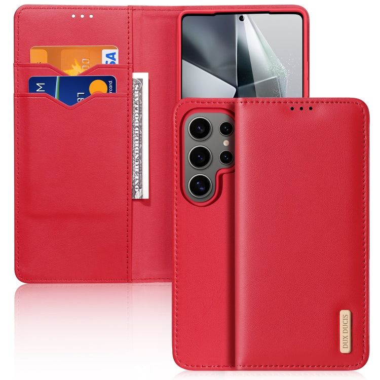 For Samsung Galaxy S25 Ultra 5G DUX DUCIS Hivo Series Cowhide + PU + TPU Flip Phone Case(Red) - Galaxy S25 Ultra 5G Cases by DUX DUCIS | Online Shopping UK | buy2fix