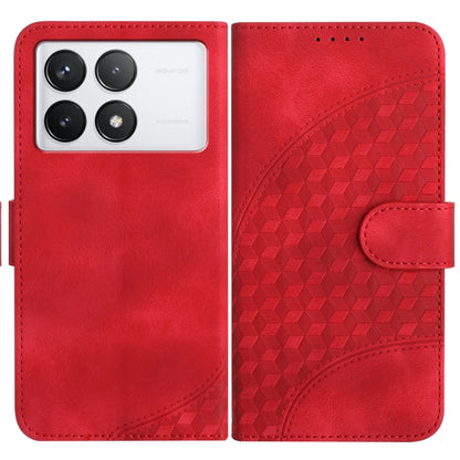 For Xiaomi Redmi K70E YX0060 Elephant Head Embossed Phone Leather Case with Lanyard(Red) - K70E Cases by buy2fix | Online Shopping UK | buy2fix