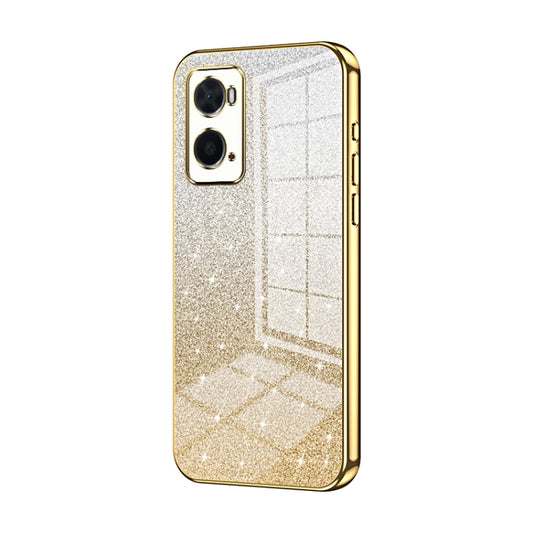 For OPPO A36 / A76 / A96 4G Global Gradient Glitter Powder Electroplated Phone Case(Gold) - OPPO Cases by buy2fix | Online Shopping UK | buy2fix