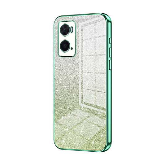 For OPPO A36 / A76 / A96 4G Global Gradient Glitter Powder Electroplated Phone Case(Green) - OPPO Cases by buy2fix | Online Shopping UK | buy2fix