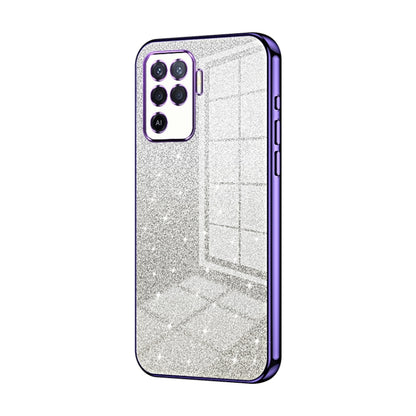 For OPPO A94 4G Gradient Glitter Powder Electroplated Phone Case(Purple) - OPPO Cases by buy2fix | Online Shopping UK | buy2fix