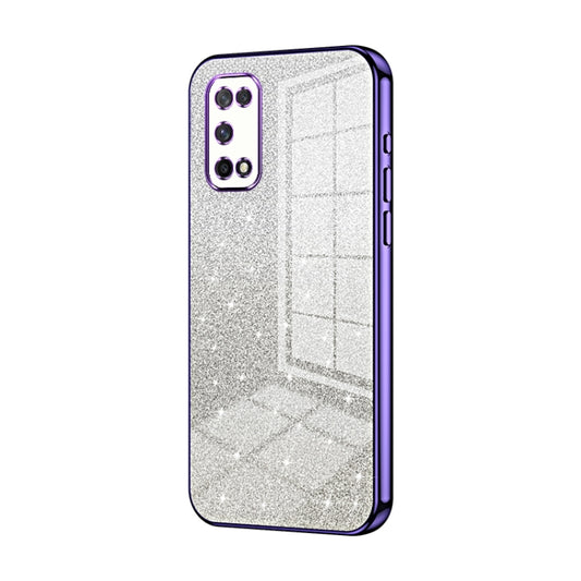 For OPPO K7x / Realme V5 5G Gradient Glitter Powder Electroplated Phone Case(Purple) - OPPO Cases by buy2fix | Online Shopping UK | buy2fix