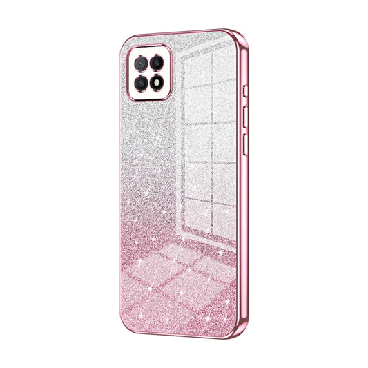 For OPPO A72 5G / A73 5G Gradient Glitter Powder Electroplated Phone Case(Pink) - OPPO Cases by buy2fix | Online Shopping UK | buy2fix