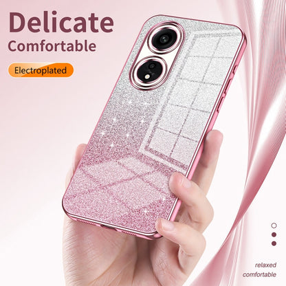 For OPPO Reno7 Pro Gradient Glitter Powder Electroplated Phone Case(Transparent) - OPPO Cases by buy2fix | Online Shopping UK | buy2fix