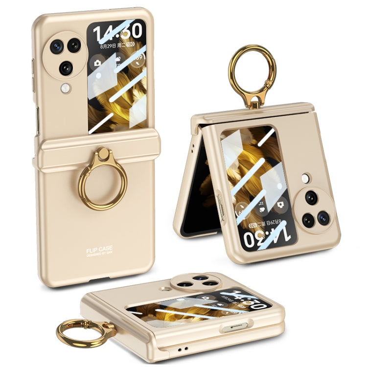 For OPPO Find N3 Flip GKK Integrated Magnetic Hinged Flip Case with Ring Holder(Gold) - Find N3 Flip Cases by GKK | Online Shopping UK | buy2fix