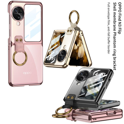 For OPPO Find N3 Flip GKK Electroplating Phone Case with Ring(Pink) - Find N3 Flip Cases by GKK | Online Shopping UK | buy2fix