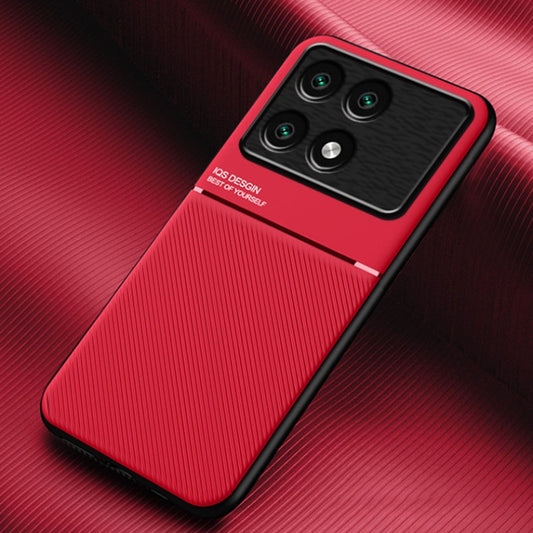 For Xiaomi Redmi K70 Classic Tilt Strip Grain Magnetic Shockproof PC + TPU Phone Case(Red) - K70 Cases by buy2fix | Online Shopping UK | buy2fix