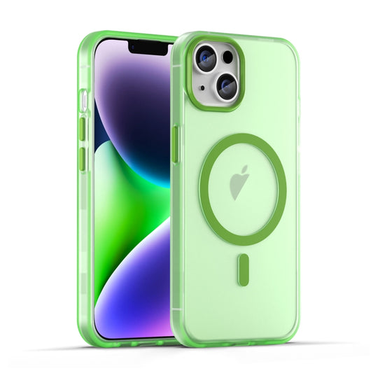 For iPhone 15 MagSafe Frosted Translucent TPU + PC Full Coverage Phone Case(Green) - iPhone 15 Cases by buy2fix | Online Shopping UK | buy2fix