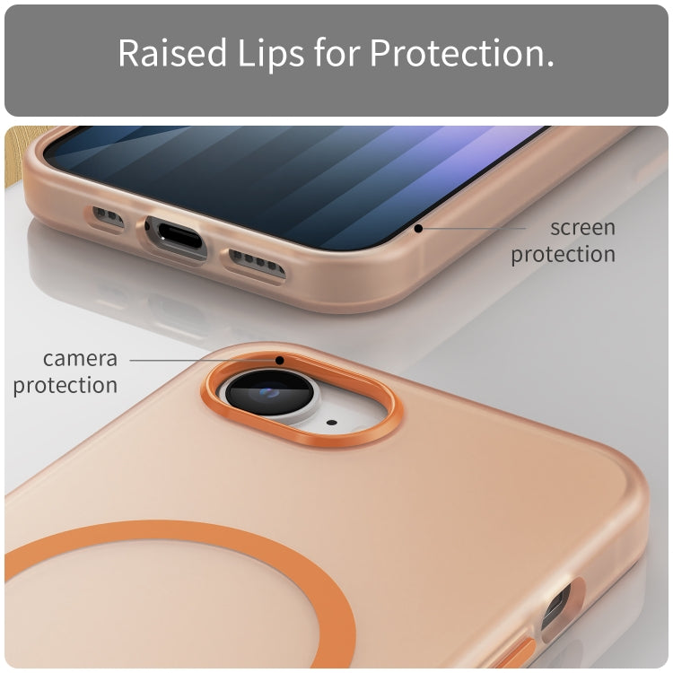 For iPhone SE 2024 MagSafe Frosted Translucent TPU + PC Full Coverage Phone Case(Orange) - More iPhone Cases by buy2fix | Online Shopping UK | buy2fix