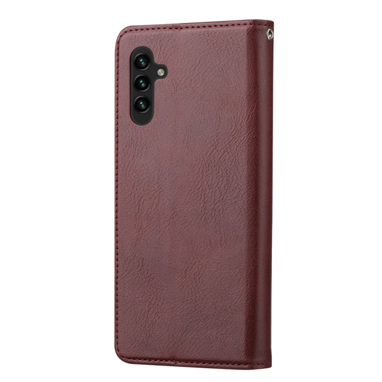 For Samsung Galaxy S25 5G Knead Skin Texture Flip Leather Phone Case(Wine Red) - Galaxy S25 5G Cases by buy2fix | Online Shopping UK | buy2fix