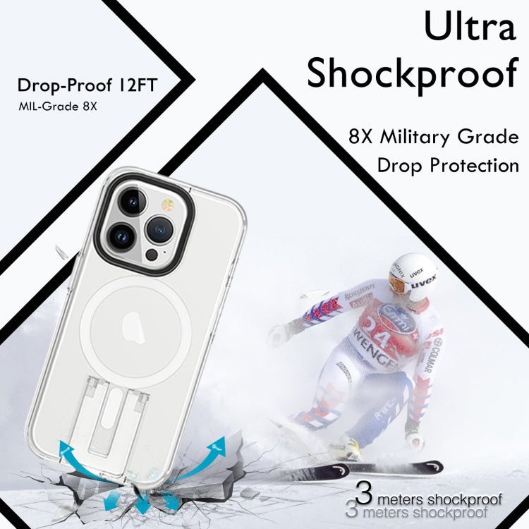 For iPhone 15 Pro Shockproof Terminator MagSafe Phone Case with Holder(Transparent) - iPhone 15 Pro Cases by buy2fix | Online Shopping UK | buy2fix