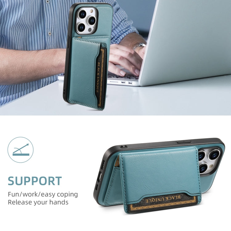 For iPhone 13 Denior Cowhide Texture Leather MagSafe Detachable Wallet Phone Case(Blue) - iPhone 13 Cases by Denior | Online Shopping UK | buy2fix