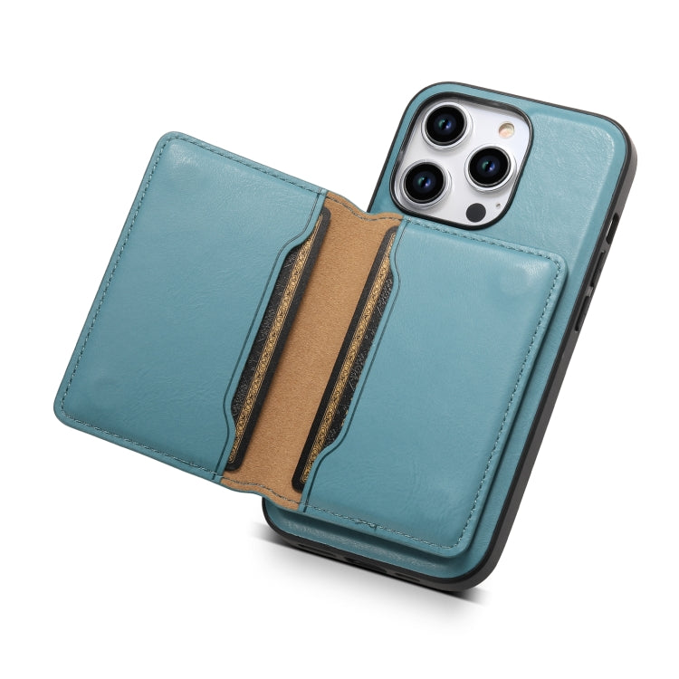 For iPhone 12 Pro Max Denior Cowhide Texture Leather MagSafe Detachable Wallet Phone Case(Blue) - iPhone 12 Pro Max Cases by Denior | Online Shopping UK | buy2fix