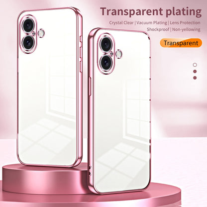 For iPhone 16 Transparent Plating Fine Hole Phone Case(Blue) - iPhone 16 Cases by buy2fix | Online Shopping UK | buy2fix