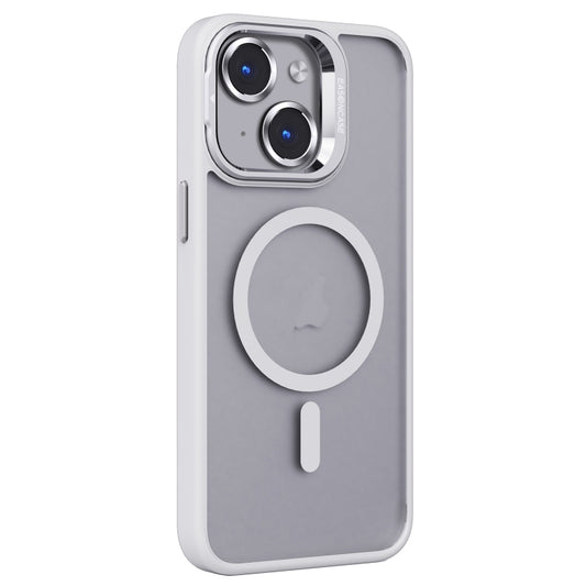 For iPhone 14 Invisible Lens Holder PC + TPU Frosted MagSafe Phone Case(White) - iPhone 14 Cases by buy2fix | Online Shopping UK | buy2fix