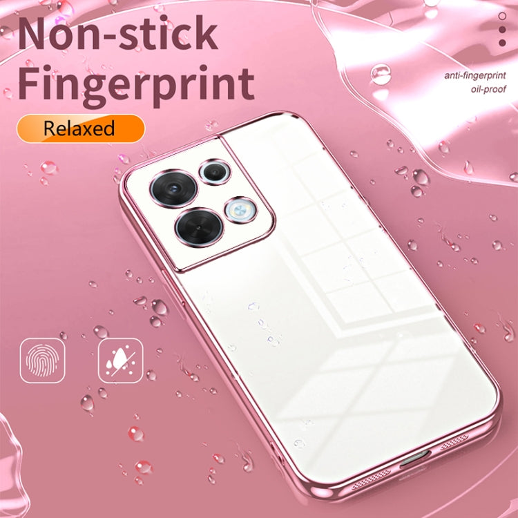 For OPPO Reno8 Transparent Plating Fine Hole Phone Case(Purple) - OPPO Cases by buy2fix | Online Shopping UK | buy2fix