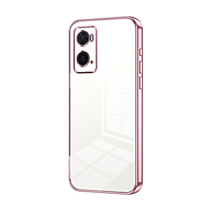 For OPPO A36 / A76 / A96 4G Global Transparent Plating Fine Hole Phone Case(Pink) - OPPO Cases by buy2fix | Online Shopping UK | buy2fix