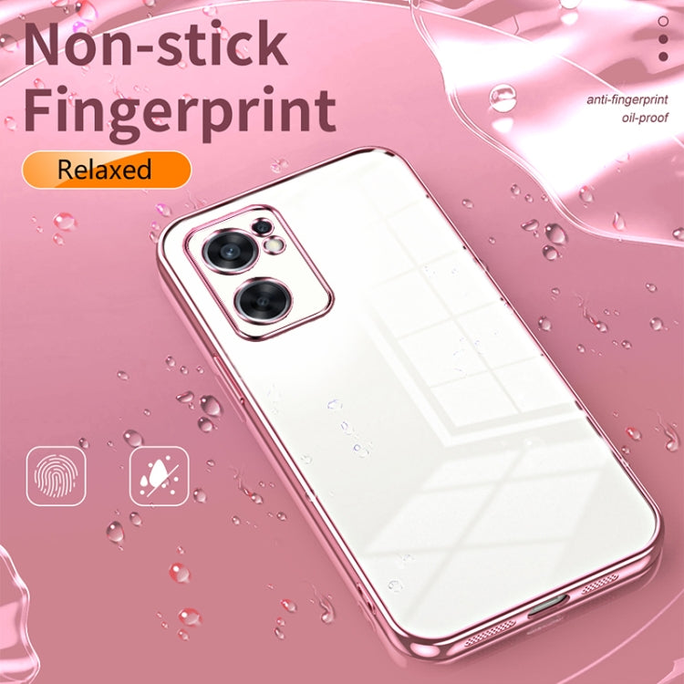 For OPPO Reno7 SE Transparent Plating Fine Hole Phone Case(Gold) - OPPO Cases by buy2fix | Online Shopping UK | buy2fix